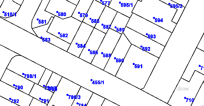 Parcela st. 588 v KÚ Černá Pole, Katastrální mapa
