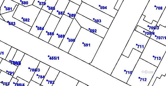 Parcela st. 591 v KÚ Černá Pole, Katastrální mapa