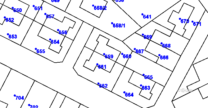 Parcela st. 659 v KÚ Černá Pole, Katastrální mapa