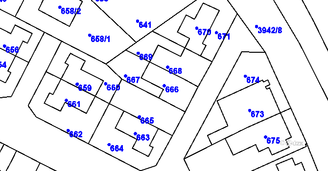 Parcela st. 666 v KÚ Černá Pole, Katastrální mapa