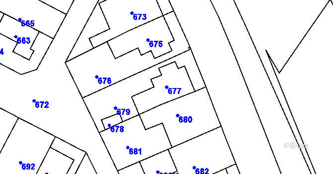Parcela st. 677 v KÚ Černá Pole, Katastrální mapa