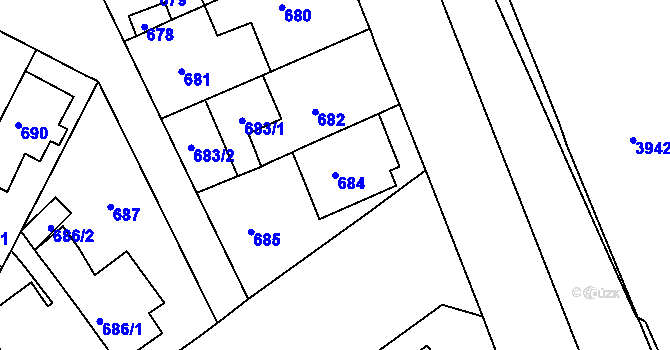 Parcela st. 684 v KÚ Černá Pole, Katastrální mapa
