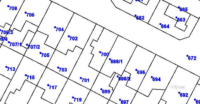 Parcela st. 700 v KÚ Černá Pole, Katastrální mapa