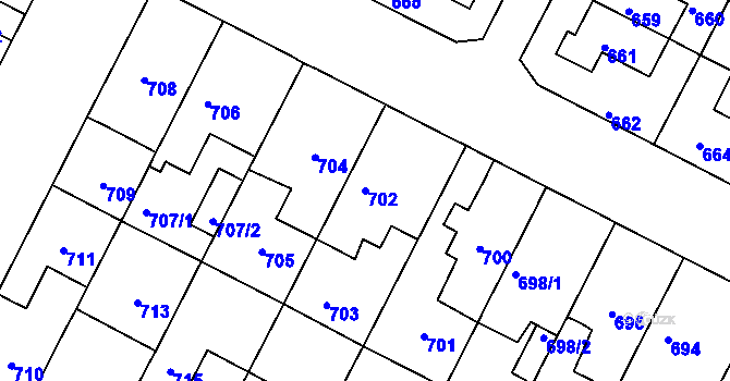 Parcela st. 702 v KÚ Černá Pole, Katastrální mapa