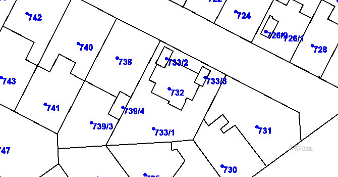 Parcela st. 732 v KÚ Černá Pole, Katastrální mapa