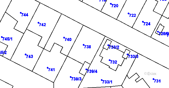 Parcela st. 738 v KÚ Černá Pole, Katastrální mapa