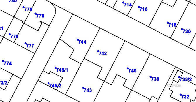 Parcela st. 742 v KÚ Černá Pole, Katastrální mapa