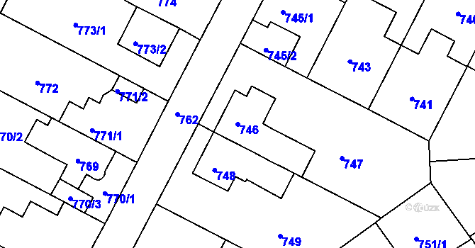 Parcela st. 746 v KÚ Černá Pole, Katastrální mapa