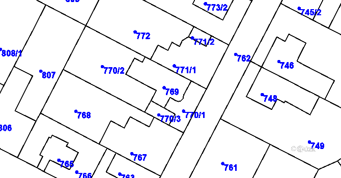 Parcela st. 769 v KÚ Černá Pole, Katastrální mapa