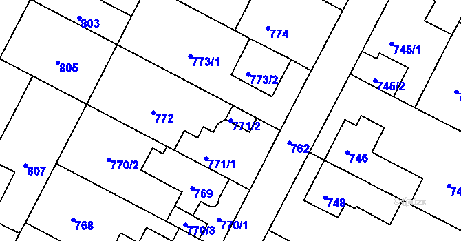 Parcela st. 771/2 v KÚ Černá Pole, Katastrální mapa