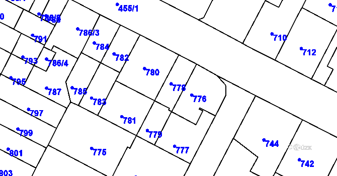 Parcela st. 778 v KÚ Černá Pole, Katastrální mapa