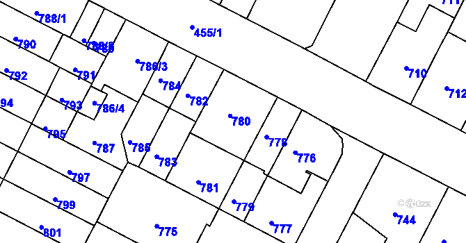 Parcela st. 780 v KÚ Černá Pole, Katastrální mapa