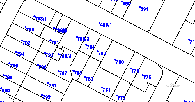 Parcela st. 782 v KÚ Černá Pole, Katastrální mapa