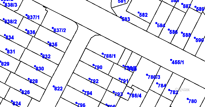 Parcela st. 788/1 v KÚ Černá Pole, Katastrální mapa