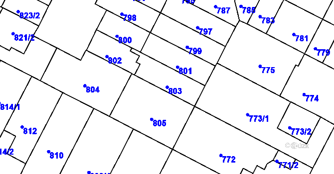 Parcela st. 803 v KÚ Černá Pole, Katastrální mapa
