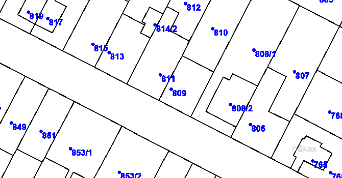Parcela st. 809 v KÚ Černá Pole, Katastrální mapa