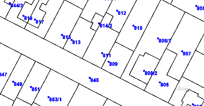 Parcela st. 811 v KÚ Černá Pole, Katastrální mapa