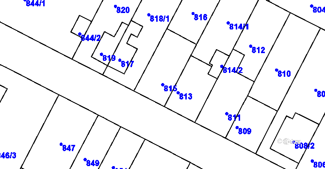 Parcela st. 815 v KÚ Černá Pole, Katastrální mapa