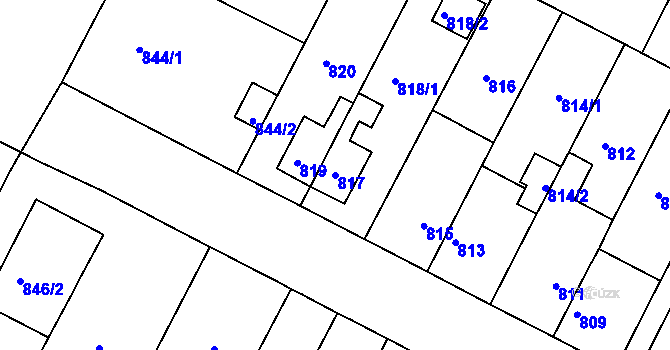 Parcela st. 817 v KÚ Černá Pole, Katastrální mapa