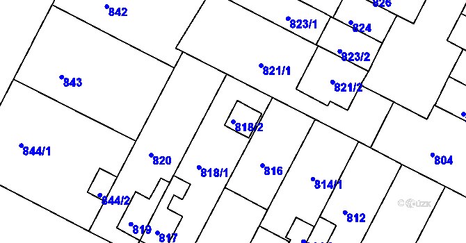 Parcela st. 818/2 v KÚ Černá Pole, Katastrální mapa