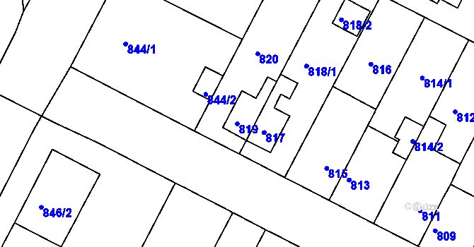 Parcela st. 819 v KÚ Černá Pole, Katastrální mapa