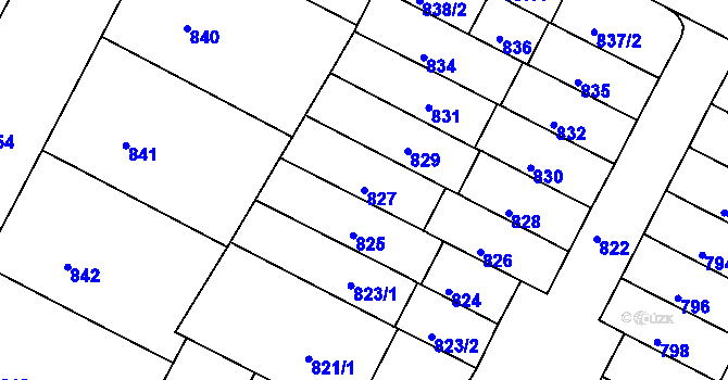 Parcela st. 827 v KÚ Černá Pole, Katastrální mapa