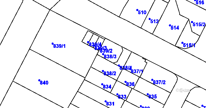 Parcela st. 838/3 v KÚ Černá Pole, Katastrální mapa