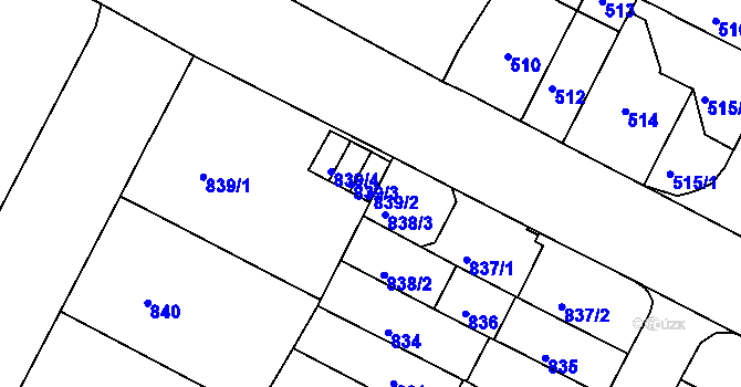 Parcela st. 839/2 v KÚ Černá Pole, Katastrální mapa