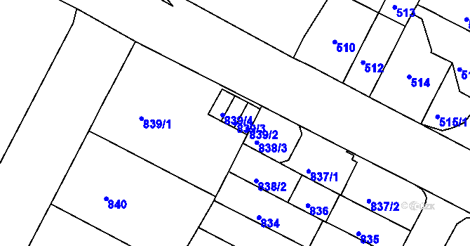 Parcela st. 839/3 v KÚ Černá Pole, Katastrální mapa
