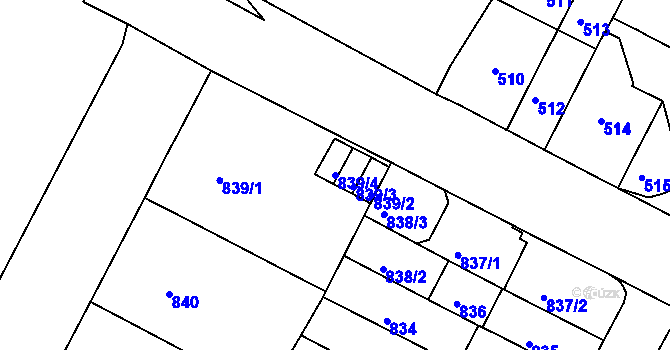 Parcela st. 839/4 v KÚ Černá Pole, Katastrální mapa