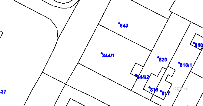 Parcela st. 844/1 v KÚ Černá Pole, Katastrální mapa