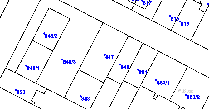 Parcela st. 847 v KÚ Černá Pole, Katastrální mapa