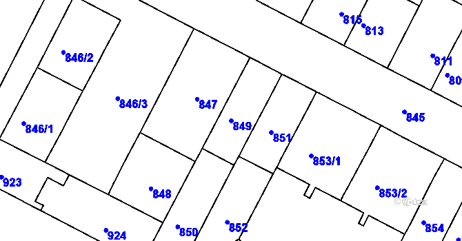 Parcela st. 849 v KÚ Černá Pole, Katastrální mapa