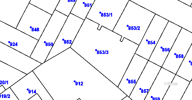 Parcela st. 853/3 v KÚ Černá Pole, Katastrální mapa