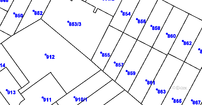 Parcela st. 855 v KÚ Černá Pole, Katastrální mapa