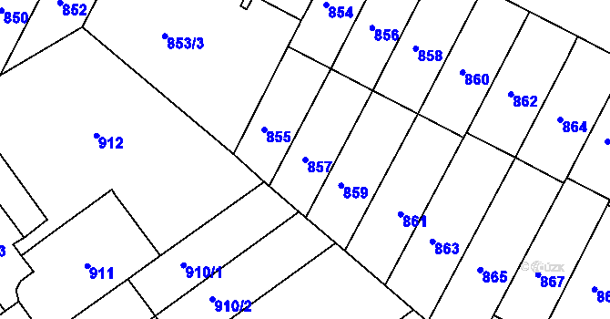 Parcela st. 857 v KÚ Černá Pole, Katastrální mapa