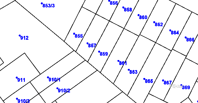 Parcela st. 859 v KÚ Černá Pole, Katastrální mapa