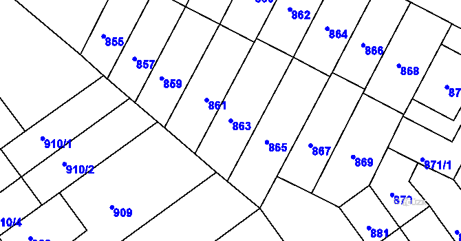 Parcela st. 863 v KÚ Černá Pole, Katastrální mapa