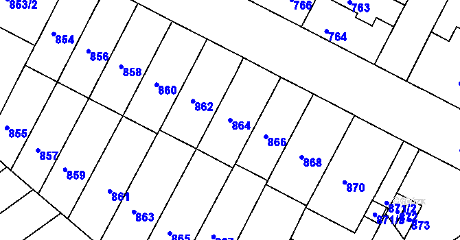 Parcela st. 864 v KÚ Černá Pole, Katastrální mapa