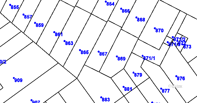 Parcela st. 867 v KÚ Černá Pole, Katastrální mapa