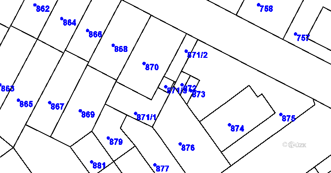 Parcela st. 871/3 v KÚ Černá Pole, Katastrální mapa