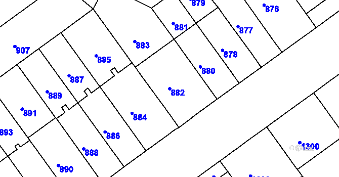 Parcela st. 882 v KÚ Černá Pole, Katastrální mapa