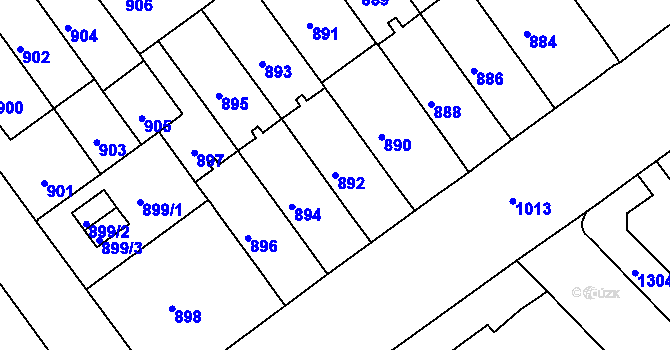 Parcela st. 892 v KÚ Černá Pole, Katastrální mapa