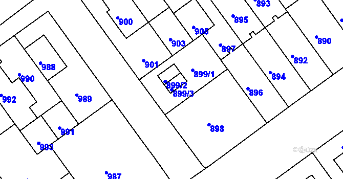 Parcela st. 899/3 v KÚ Černá Pole, Katastrální mapa