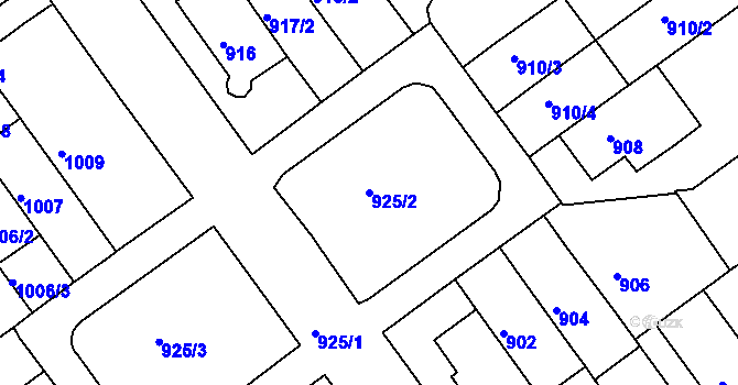 Parcela st. 925/2 v KÚ Černá Pole, Katastrální mapa
