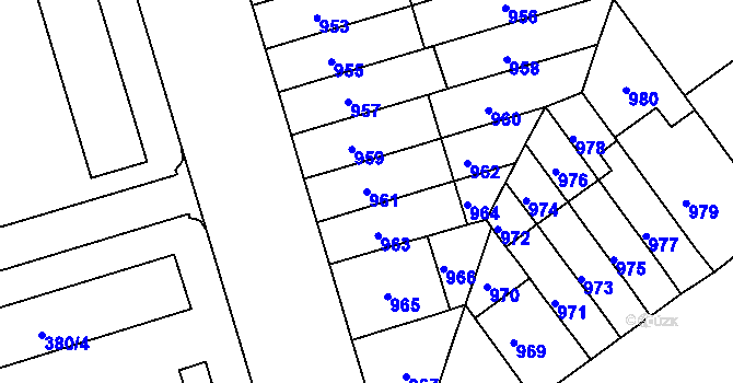 Parcela st. 961 v KÚ Černá Pole, Katastrální mapa