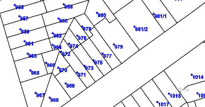 Parcela st. 977 v KÚ Černá Pole, Katastrální mapa