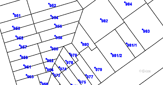 Parcela st. 980 v KÚ Černá Pole, Katastrální mapa