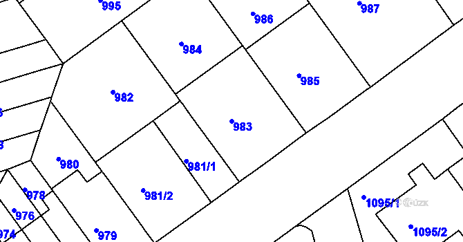 Parcela st. 983 v KÚ Černá Pole, Katastrální mapa