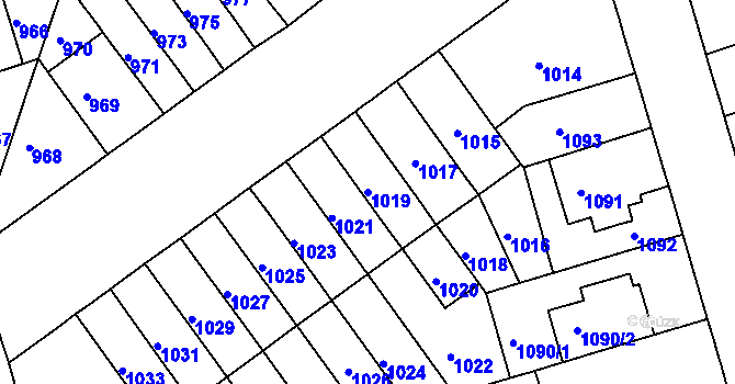 Parcela st. 1019 v KÚ Černá Pole, Katastrální mapa